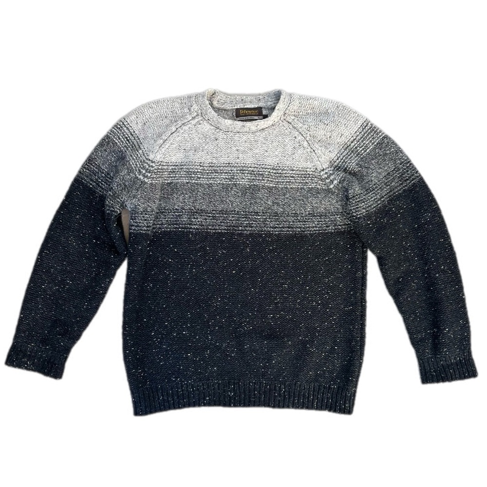 Fisherman Out of Ireland Merino Wool Crewneck Sweater/Jumper Men’s XL Gray Ombré